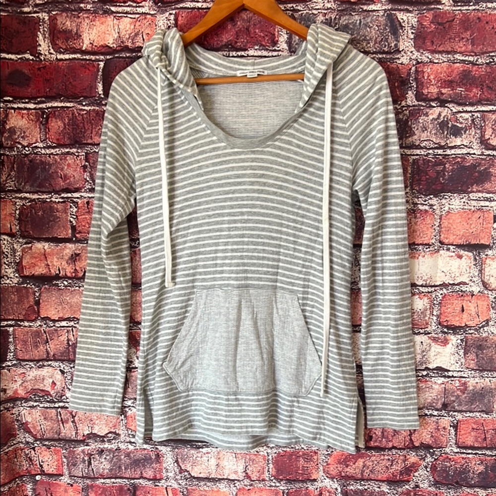 James Perse White and Gray Relaxed Hoodie